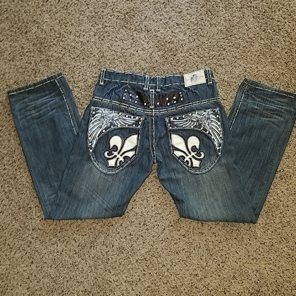 KAYDEN.K Denim jeans with white stitching